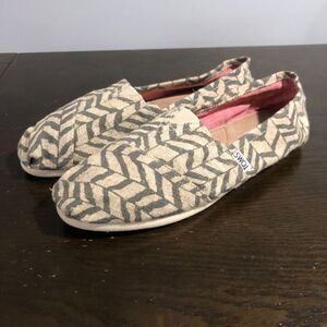 TOMS Zigzag Zebra Hemp Slip-On Espadrille Casual Shoes Size 10